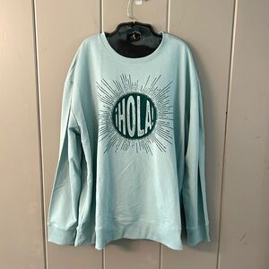 NWTS Latino Heritage Month Hola Green Teal Sweatshirt Women's Size XLARGE